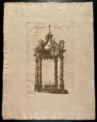 Alessandro Specchi, Aenea moles qua d. Petri aram Urbanus VIII exornavit (Baldacchino di San Pietro), etching