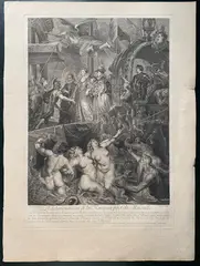 Jean-Marc Nattier, Le débarquement de la Reine au port de Marseille, da Rubens, 1710, etching and bulino