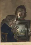Henry Morland, The Connoisseur and Tired Boy, mezzotint