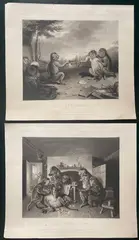 Charles Turner, The Pug-ilists. Time!!! | The du'ellists, now Sir!!!, Lotto di due incisioni. Mezzatinta