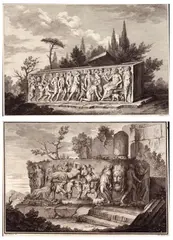 Giovanni Volpato, Sarcofagi antichi, lotto di due incisioni. Bulino and etching