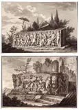 Giovanni Volpato, Sarcofagi antichi, lotto di due incisioni. Bulino and etching
