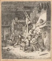 David Deuchar, Interno con una famiglia di contadini, da Adriaen van Ostade. etching