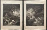 William Bond, The Weary Sportsman | Shepherds Reposing, da George Morland, lotto di due incisioni. etching and bulino