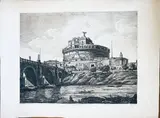 Luigi Rossini, Veduta della Gran Mole Adriana, e Ponte Elio, in oggi Ponte e Castel St. Angelo