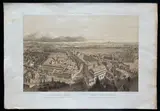 Félix Benoist, Palais et Jardins du Vatican. Vue générale prise de la Coupole de St. Pierre, 1870, lithograph ad inchiostro color seppia