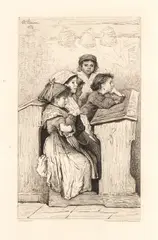 Antonio Piccinni, Lezione a scuola, 1872, etching
