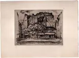 Ernest Laborde, Place Saint André des Arts, Paris, 1926, etching