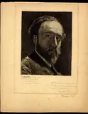Gaetano Corsini, Ritratto (autoritratto) di Federico FARUFFUNI, con dedica autografa a pencil in basso a destra [All'artista calcografo Ferdinando Schettini in segno di stima.