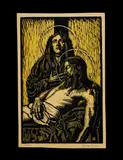 Giuseppe Haas Triverio, Pietà - Il Calvario, Xilografia a due colori.
