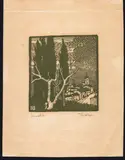 Luigi Servolini, Scorcio di un paese, Xilografia