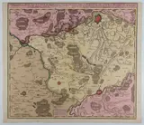 Peter Schenk, Territoire de Mons dans la Comté du Hainaut, ou l'on peut voir la victorieuse bataille des Alliez contre les François, etching and bulino