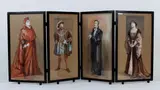 Gertrude Demain Hammond, Folding screen decorated with characters from Shakespeare "Henry the Eight", 1910, Folding screen composed by four panels