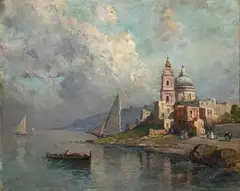 Nicolas De Corsi, Coastal landscape, Oil on canvas