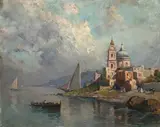 Nicolas De Corsi, Coastal landscape, Oil on canvas