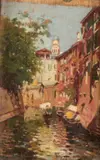 Nicolas De Corsi, Venetian Canal, Oil on board