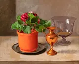 Mario Simoni, Still life with flowers and objects, 1940