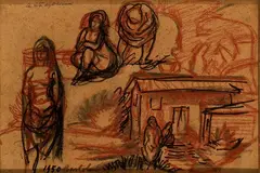 Luigi Bartolini, La vita degli zingari, 1950, Title upper left: La vita degli zingari