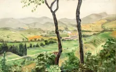 Landscape with trees by Cesarina Gualino, 1930, offered Jul 2025