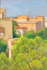 Federigo Papi, Urban landscape, 1976, Unreadable signature on the back