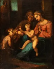 Raphael, Madonna del Divino Amore, Holy Family with St. Anne and St. John The canvas is an ancient faithful copy of Raphael's painting now in the