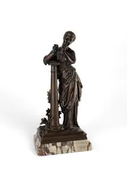 Étienne Henri Dumaige, French bronze sculpture, depicting Calliope