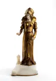Etienne Watrin, Finely dressed standing Elizabethan maiden, bronze and ivory, 1900, depicting a female figure dressed in Renaissance clothing