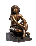 Édouard Fortiny, The Slave, french terracotta sculpture, Polychrome terracotta subject. On the front