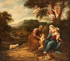 Francesco Albani, Landscape with Holy Family and Saint John, Oil on canvas