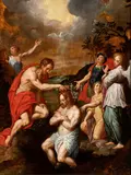 Jacob de Backer, The baptism of Christ, Oil on panel