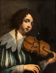 Cesare Dandini, Portrait of a violinist (Bartolomeo Landini?), The painting is accompanied by the expertises of Prof. Francesca Baldassari and Prof. Sandro Bellesi. Prof. Bellesi