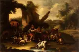 Domenico Brandi, Landscape with shepherd and herds, Oil on canvas