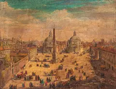 View of Piazza del Popolo by Giacomo van Lint, Tempera on canvas, offered Jun 2025