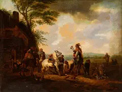 Philips Wouwerman, Hunters at a standstill, oil on canvas