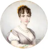 Jean-Baptiste Isabey, Portrait of a gentlewoman with emerald earrings and necklace, The miniature bears the signature and date along the right margin: "ISABEY /