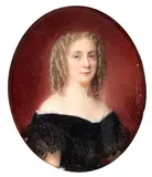 Cécile Villeneuve, Portrait of a lady with blond curls, The miniature bears the signature along the right margin: "CÉCILE VILLENEUVE".