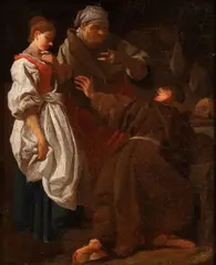 Pierre Subleyras, Brother Luce the Hermit with the widow and her daughter, The painting is closely related to a large group of works (paintings