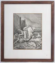Gustave Doré, Illustration from the Divine Comedy with Dante and Charon, framed