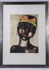 Franco Gentilini, Head of an African girl, framed