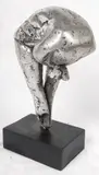 Hernán Puelma, Untitled, full-round aluminum sculpture, on black lacquered wooden base
