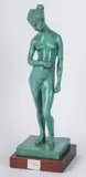 Francesco Messina, Female nude sculpture in the round, in lost wax bronze with green patina on wooden base