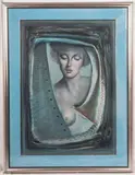 Mario Russo, Portrait of a woman, 1973, framed