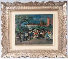 Lunch outdoors by Achille Sdruscia, framed, offered May 2025