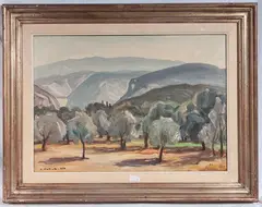 Landscape with trees by Giovanni Omiccioli, 1970, offered May 2025