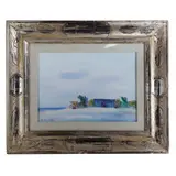 Blue hut in Fregene by Giovanni Omiccioli, in frame, offered May 2025