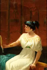 Woman in Roman costume by Francesco Netti, Oil on board, offered May 2025