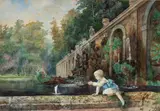 Ettore Roesler Franz, Child playing in Villa Conti in Frascati, 1877