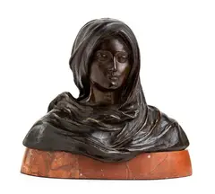 Antonio Ugo, Madonna with veil, Engraved signature on the back: Ugo