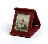Felice Melis Marini, Holy Family with Saint Anne and the Baptist, 1936, Paired with a wooden case covered with fake red leather. Signed lower right: F. M.M