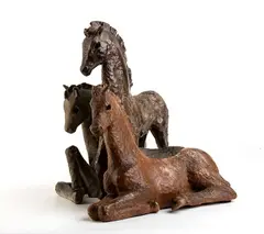 Three horses by Lino Berzoini, Lino Berzoini for M.G.A.; signed within the base: MGA BERZOINI, offered May 2025